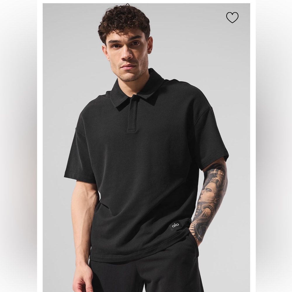 NWT! ALO Yoga Double Take Short Sleeve Polo - Black